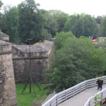 nuremberg old town people walking wall
